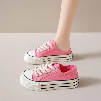 Tenisice Ženske platnene cipele New Tenis Ležerne polupapuče Ravne cipele Ženske retro niske tenisice Crne natikače s platformom Mule