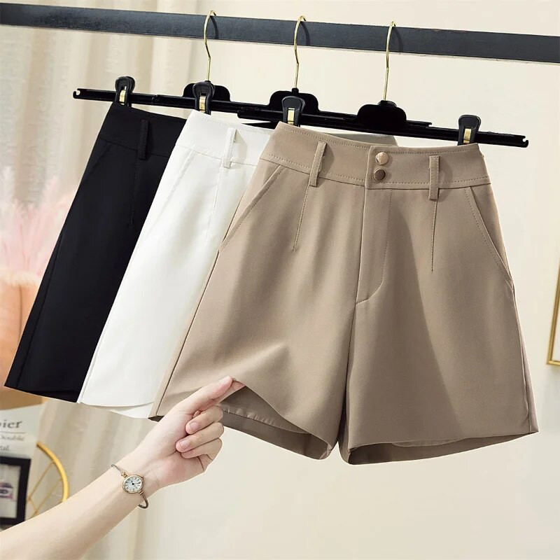 Öltöny rövidnadrág Női tavaszi nyár 2023 magas derekú vékony, széles lábú rövidnadrág női meleg nadrág bő, vékony A-vonalú alkalmi nadrág, női