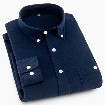 2023 Есен Нова бизнес ежедневна мъжка кадифена риза с дълъг ръкав Мъжка марка Добро качество Сини червени офис ризи Дрехи