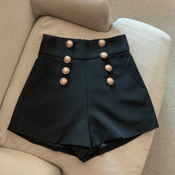 Σορτς Femininas μαύρο κοστούμι Νέο διπλό στήθος με φαρδύ πόδι Hot casual άγρια ρούχα για γυναίκες Pantalones Cortos De Mujer