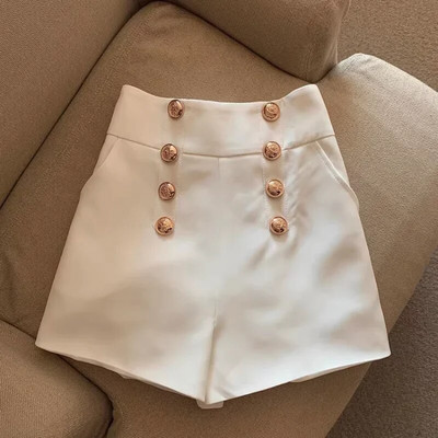 Pantaloni scurti Femininas Costum negru Nou dublu piept cu picior lat Hot Casual Wild Outwear pentru femei Pantalones Cortos De Mujer