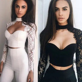 Ljetna modna ženska majica seksi izrezanih majica dugih rukava, bluza, kratke majice, bijele crne
