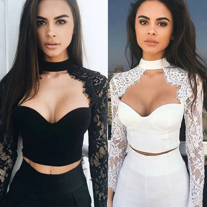 Ljetna modna ženska majica seksi izrezanih majica dugih rukava, bluza, kratke majice, bijele crne