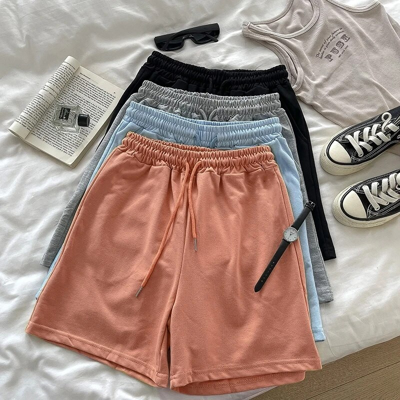 Moteriški paprasti šortai Medvilniniai jaukūs laisvalaikio šortai Pradžia Joga Paplūdimio Kelnės Moteriški sportiniai šortai Viduje Lauke Plačios apatinės kojos 2023 m.