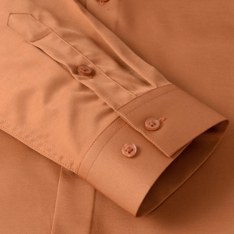 Cămașă pentru bărbați, clasică, elastică, mătăsoasă, cu mânecă lungă, solidă, fără buzunar, cămașă ocazională, formală, de afaceri, de birou