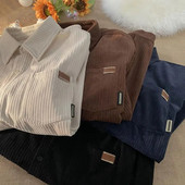 Polo majice dugih rukava od samta za muškarce Moda Retro Jesen i Zima Nova široka Harajuku ležerna košulja Kaput Muška odjeća