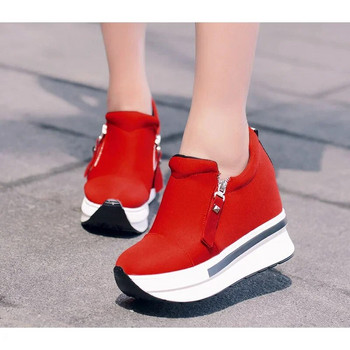 Αθλητικά παπούτσια πλατφόρμας 2023 Νέα Γυναικεία Κόκκινα Casual Άνετα παπούτσια με κρυφό τακούνι Μαύρα παπούτσια καμβά Παπούτσια με σφήνα τακούνια πάνινα παπούτσια Tenis De Mujer