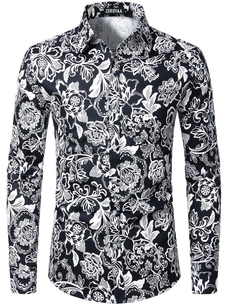 Cvjetne košulje Muška modna košulja dugih rukava Havajske košulje Cuba Bluza za plažu Muška odjeća Muške majice na rukave Bluze s tropskim biljkama