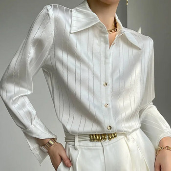 Κορεατική μόδα πουκάμισο σιφόν Γυναικεία Κομψά casual μακρυμάνικα γυναικεία μπλουζάκια Φαρδιά μονόπλευρα πουκάμισα Μπλούζες μονόχρωμο Q5565