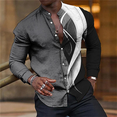 Hawaii Nova muška košulja 3D linija Košulja dugih rukava Party Ball Collar Prevelika T-shirt majica Ljetna odjeća 2023 Visoka kvaliteta