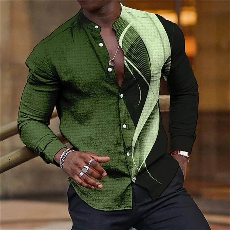 Hawaii Nova muška košulja 3D linija Košulja dugih rukava Party Ball Collar Prevelika T-shirt majica Ljetna odjeća 2023 Visoka kvaliteta