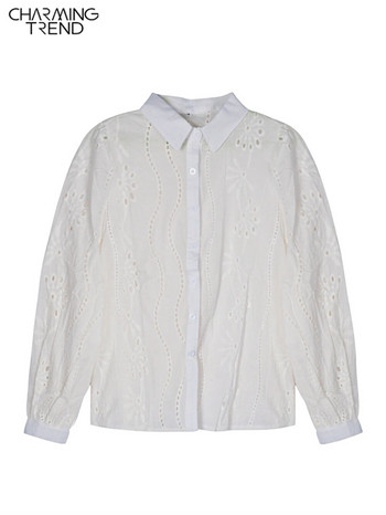 Блуза Charmingtrend Дамска риза с дълги ръкави, дамска мода, елегантни горнища с бродерия Дамска ежедневна офис дамска блуза
