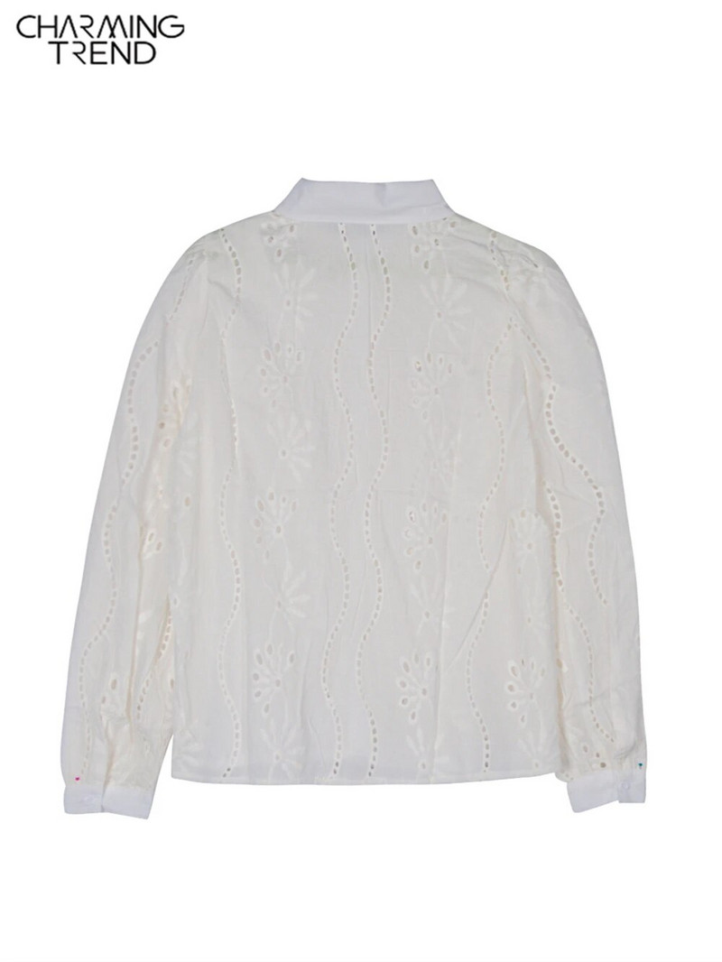 Charmingtrend bluza Ženska izdubljena košulja dugih rukava Ženska modna elegantna majica s vezom Ženska ležerna uredska damska bluza