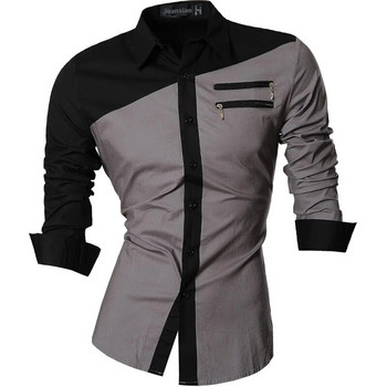 Джинсови мъжки ежедневни ризи Fashion Desinger Стилни с дълъг ръкав K020 WineRed