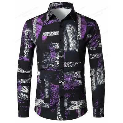 Muška košulja prevelika Društvena Vintage ležerna moda Harajuku Luksuzna odjeća za odmor Dugi rukavi Cvjetni etnički običaji Camisa
