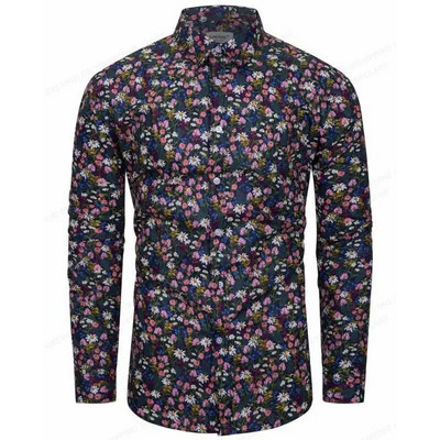 Muška košulja prevelika Društvena Vintage ležerna moda Harajuku Luksuzna odjeća za odmor Dugi rukavi Cvjetni etnički običaji Camisa