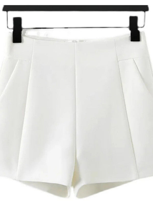 Kostiumo šortai Moteriški šortai aukštu juosmeniu A formos šortai pavasario vasara laisvalaikio laisvi plačios kojos šifoniniai šortai moteriški juodi balti