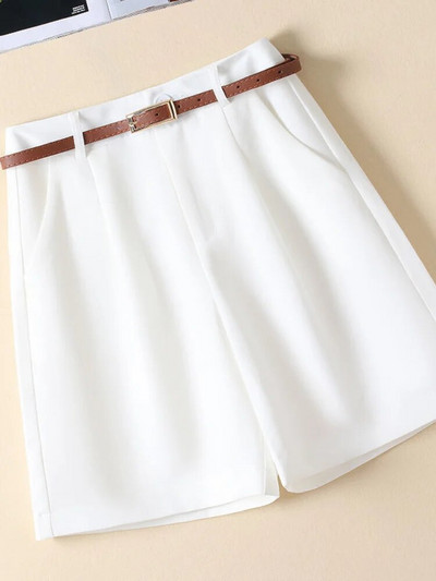 Fehér öltöny Női nyári rövidnadrág 2023 Új alkalmi szolid sport rövidnadrágok Női magas derekú bő gombok Divatos női rövidnadrágok