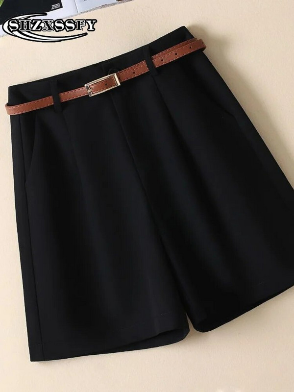 Fehér öltöny Női nyári rövidnadrág 2023 Új alkalmi szolid sport rövidnadrágok Női magas derekú bő gombok Divatos női rövidnadrágok