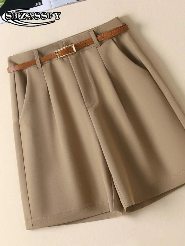 Fehér öltöny Női nyári rövidnadrág 2023 Új alkalmi szolid sport rövidnadrágok Női magas derekú bő gombok Divatos női rövidnadrágok