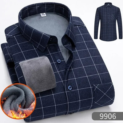 2023 Autumn Winter Plus polár vastagított kétoldalas kockás ing férfi hosszú ujjú fiatal meleg vastag kabát
