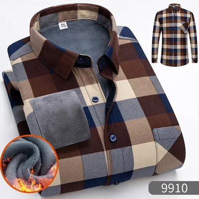 2023 Autumn Winter Plus polár vastagított kétoldalas kockás ing férfi hosszú ujjú fiatal meleg vastag kabát