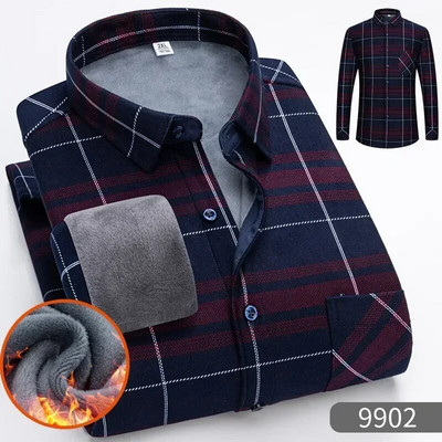 2023 Autumn Winter Plus polár vastagított kétoldalas kockás ing férfi hosszú ujjú fiatal meleg vastag kabát