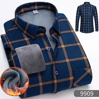 2023 Autumn Winter Plus polár vastagított kétoldalas kockás ing férfi hosszú ujjú fiatal meleg vastag kabát