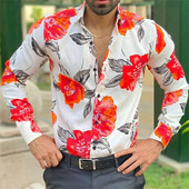 Cămăși de afaceri nobile cu minge cămăși bărbați cu flori cămăși imprimate 3D îmbrăcăminte casual cu mânecă lungă, cu nasturi, la modă de vară S-6XL