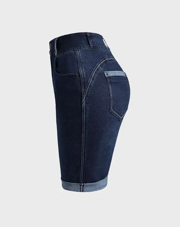 Дамски дънкови къси панталони Лятна мода 2023 г. Контрастни панели с джобен дизайн Ежедневни ежедневни ежедневни дънкови къси панталони Vintage Streetwear