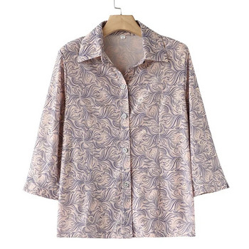 Дамска блуза на средна възраст, лято, нов голям размер, майчинско облекло, копринена шифонена риза Blusa Feminina, горна жилетка 5XL W2128