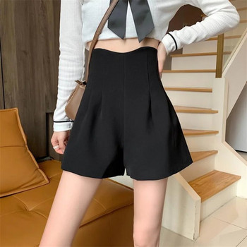 Черни дамски къси панталони с висока талия, широки къси панталони за жени, които да носят в секси модни корейски стил Горещи облекла, дизайн, нови в XL