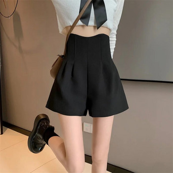 Черни дамски къси панталони с висока талия, широки къси панталони за жени, които да носят в секси модни корейски стил Горещи облекла, дизайн, нови в XL