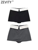 ZEVITY Naujos Moteriškos mados žemo juosmens dizaino kratinys juodi šortai sijonai moteriški užtrauktuku karšti šortai Prašmatnūs Pantalone Cortos QUN3452