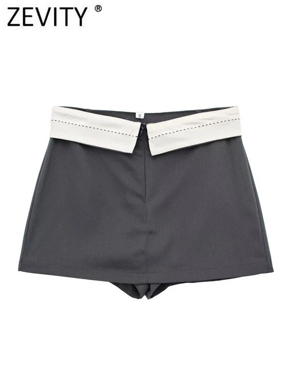 ZEVITY Naujos Moteriškos mados žemo juosmens dizaino kratinys juodi šortai sijonai moteriški užtrauktuku karšti šortai Prašmatnūs Pantalone Cortos QUN3452