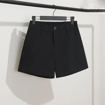 Lucyever Ljetne crne kratke hlače Ženske korejske modne uredske kratke hlače visokog struka Ženske jednobojne kratke hlače s uličnim džepovima Ležerne kratke hlače