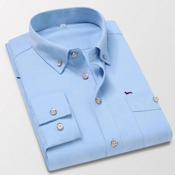 Νέα Ανοιξιάτικη Ανδρική Επιχειρηματική Μακρυμάνικη Μπλούζα Harmont Μπλούζες Μπλούζες Blaine Κέντημα Πουκάμισα με λεπτή εφαρμογή