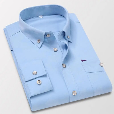 Bluză cu mânecă lungă pentru afaceri pentru bărbați de primăvară, bluză Harmont, cu guler răsturnat, bluze Blaine, cămăși slim cu broderie
