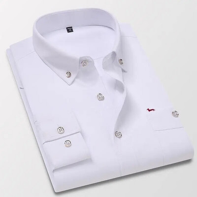 Bluză cu mânecă lungă pentru afaceri pentru bărbați de primăvară, bluză Harmont, cu guler răsturnat, bluze Blaine, cămăși slim cu broderie