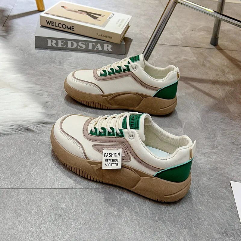 Női vulkanizált cipők Őszi téli sportok cipők 2023 Kényelmes sétacipők Női, vastag talpú, fűzős hétköznapi cipők