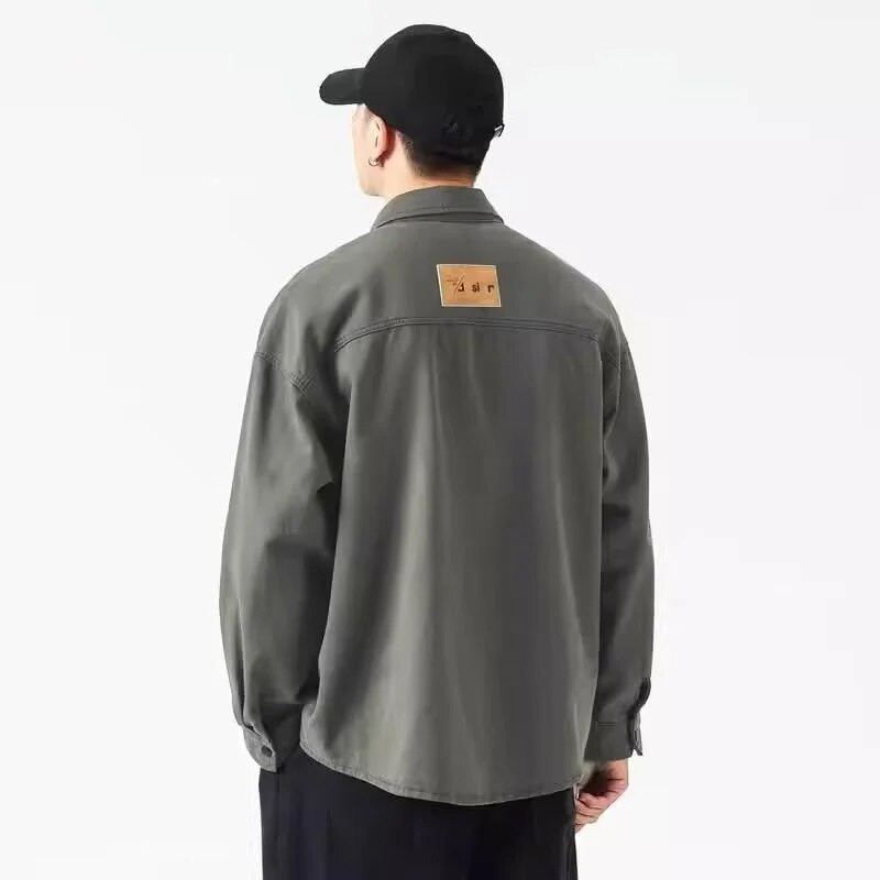 Rudeniniai vyriški marškinėliai ilgomis rankovėmis Laisvalaikio korėjietiškos mados negabaritinės palaidinės Hombre 2023 m. nauji High Street Y2K marškinėliai Baggy striukė