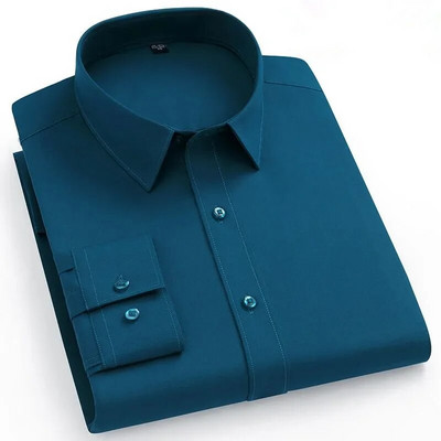 Cămașă cu mânecă lungă pentru bărbați, la modă, stil de designer, pentru afaceri, elastică, rezistentă la riduri, moale, confortabilă, clasică, culoare solidă, violet