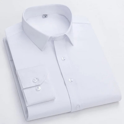 Cămașă cu mânecă lungă pentru bărbați, la modă, stil de designer, pentru afaceri, elastică, rezistentă la riduri, moale, confortabilă, clasică, culoare solidă, violet