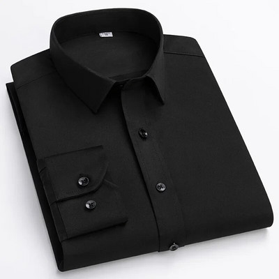 Cămașă cu mânecă lungă pentru bărbați, la modă, stil de designer, pentru afaceri, elastică, rezistentă la riduri, moale, confortabilă, clasică, culoare solidă, violet