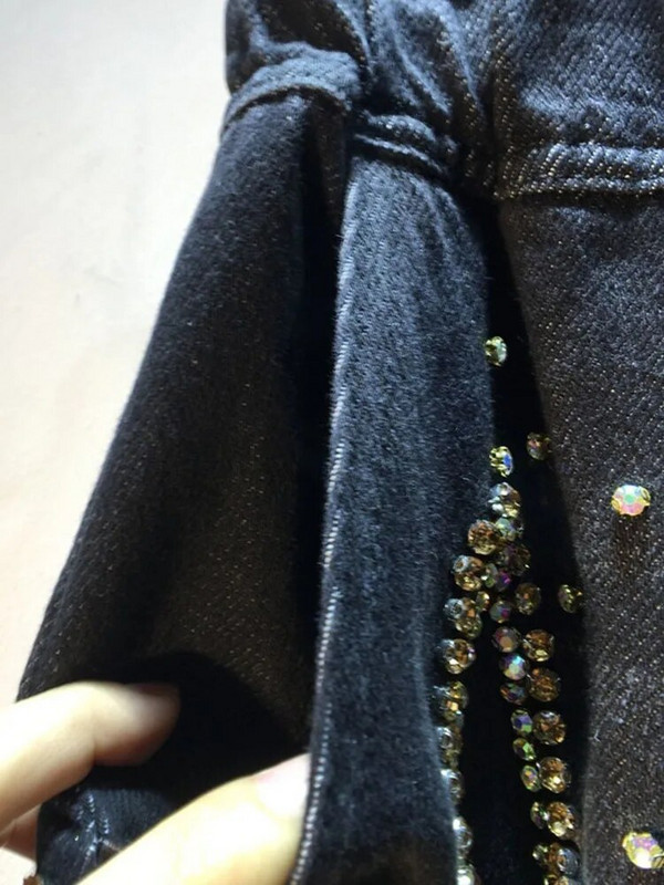 DEAT Ženske traper kratke hlače Stars Crystal Diamonds Visoki struk Labave uzice Široke nogavice Kratke traperice 2024. Proljetna nova moda 29L37