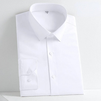 Νέο ανοιξιάτικο και φθινοπωρινό κοινωνικό φόρεμα Ice Silk μακρυμάνικο ανδρικό πουκάμισο Business No Iron Casual Fit Pure White Υψηλής ποιότητας