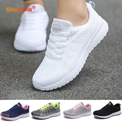 Moodsad naiste vabaajajalatsid Hingavad kõndimisvõrgust lamedad kingad Naiste valged tossud Naiste kingad 2024 Tenis Feminino jalatsid