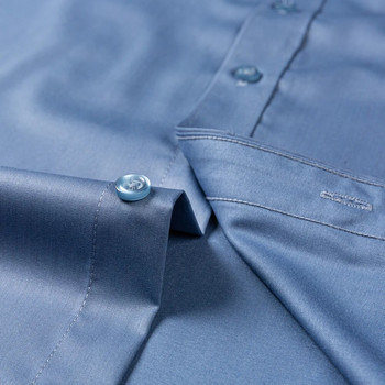 Мъжка гладка, леко разтегната риза от бамбукови влакна без джобове Удобни меки стандартни ризи с дълъг ръкав, лесни за поддръжка