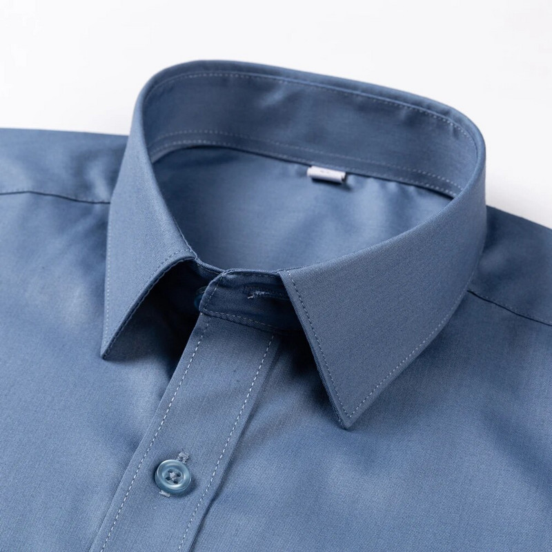 Vyriški glotnūs, šiek tiek elastingi bambuko pluošto marškinėliai be kišenės Patogūs minkšti, įprasti ilgomis rankovėmis lengvai prižiūrimi marškiniai