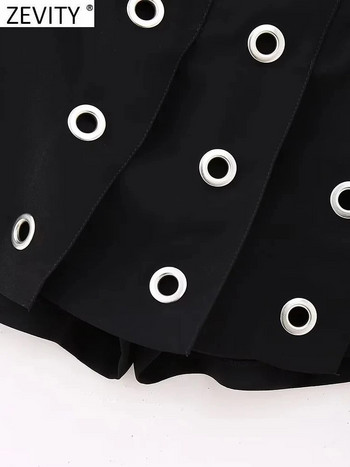 ZEVITY Дамска мода Buttonhole Decoration Press Pleats Мини пола Shorts Lady Zipper Hot Shorts Chic Pantalone Cortos QUN5165